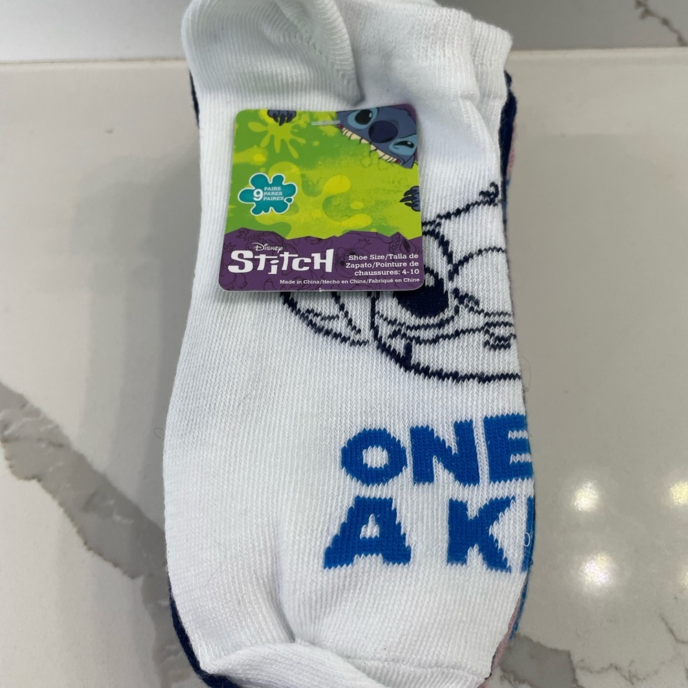 Disney Stitch No-Show Socks are a fun and colorful accessory for kids aged 4-10